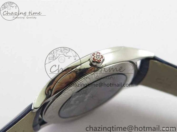 0412 Ladies’ De Ville Trésor Diamond Blue Dial Blue Fabric Watch OXF 1:1 Best Edition Swiss Quartz Upgraded 7892